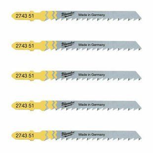 Полотна для лобзика T101D MILWAUKEE, 75мм/ крок зуба 4мм, (5шт), (деревина, чистий різ)