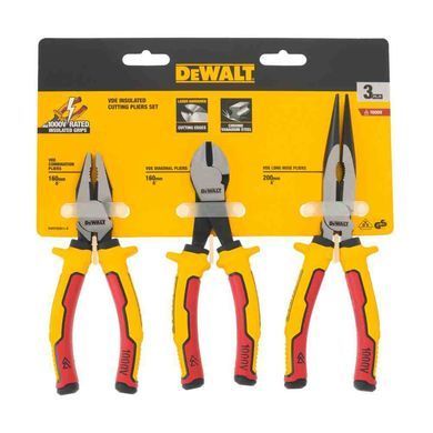 Набір з трьох шарнірно-губцевих інструментів LASER HARDENED VDE 1000V DeWALT DWHT82811-0