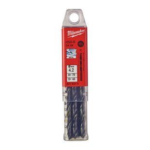 Свердло по металу HSS-R MILWAUKEE DIN338, діаметр 4,2мм, (10шт) пластикова коробка