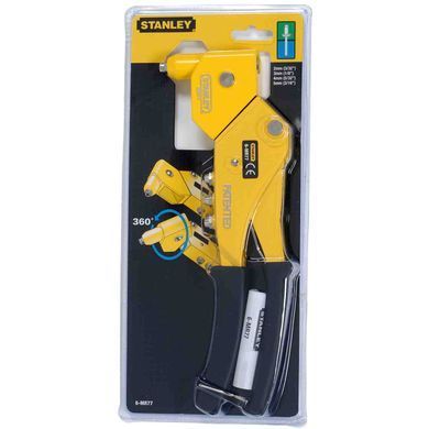 Ключ заклепувальний Swivel Head Riveter з поворотною головкою і насадками під заклепки діаметром 2, 3, 4, 5 мм, високого зусилля STANLEY 6-MR77