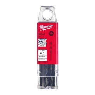 Свердло по металу HSS-R MILWAUKEE DIN338, діаметр 4,5х80х47мм, (10шт), пластикова коробка