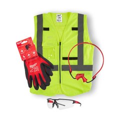 Комплект ЗІЗ Milwaukee Construction L (4932492062) рукавиці, жилетка, окуляри
