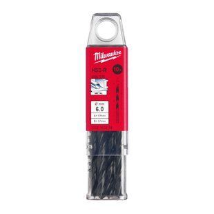 Свердло по металу HSS-R MILWAUKEE DIN338, діаметр 6,0х93х57мм, (10шт), пластикова коробка