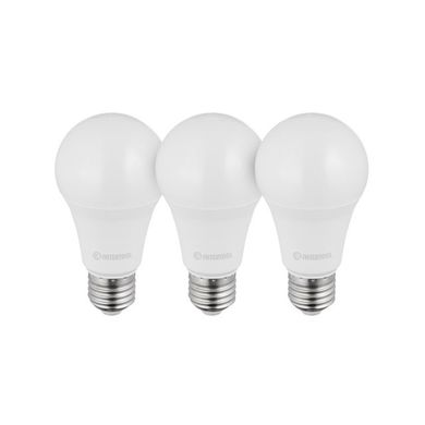 Лампи світлодіодні, набір 3 од. LL-0017, LED A60, E27, 15 Вт, 150-300 В, 4000 K, 30000 г, гарантія 3 роки INTERTOOL LL-3017