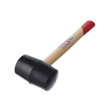 Киянка резиновая 350 г, 50 мм, черная резина, деревянная ручка HT-0236