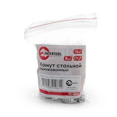 Хомут стальной оцинкованный 8 мм, D - 6-16 мм INTERTOOL TC-0006
