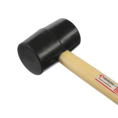 Киянка резиновая 450 г, 60 мм, черная резина, деревянная ручка HT-0237