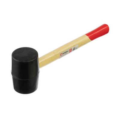 Киянка гумова 450 г, 60 мм, чорна гума, дерев'яна ручка HT-0237