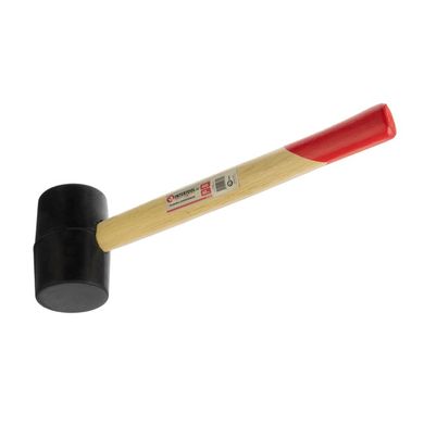 Киянка резиновая 450 г, 60 мм, черная резина, деревянная ручка HT-0237