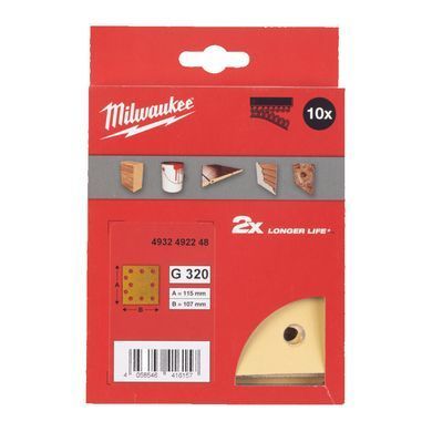 Папір шліфувальний HP MILWAUKEE, 115х107мм HL, зерно 320, (10шт)