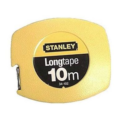 Рулетка вимірювальна Longtape довжиною 10 м, шириною 9.5 мм, в пластмасовому корпусі STANLEY 0-34-102