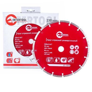 Диск отрезной сегментный&nbsp;алмазный, 230 мм, 22-24% INTERTOOL CT-1010