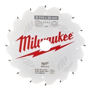 Диск пиляльний по дереву PFTE THIN KERF MILWAUKEE, діаметр 210x30x2,4мм, 16зуб.