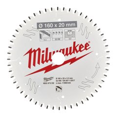 Диск пиляльний Alu PFTE MILWAUKEE, Ø160х20х2,2мм, 52 зуб.