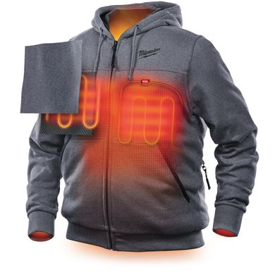 Куртка (толстовка) з електропідігрівом акумуляторна MILWAUKEE, M12 HH GREY3-0 (XL), сіра