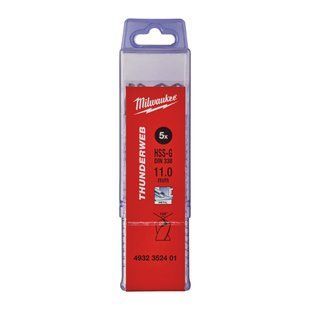 Свердло по металу THUNDERWEB HSS-G MILWAUKEE DIN338, діаметр 11,0x142х94мм, (5шт), пластикова коробка