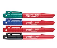 Набор маркеров INKZALL (Синий/Красный/Зеленый/Черный) MILWAUKEE
