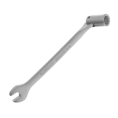 Ключ рожково-накидной шарнирный 12 мм Cr-V, покрытие сатин-хром INTERTOOL XT-1412