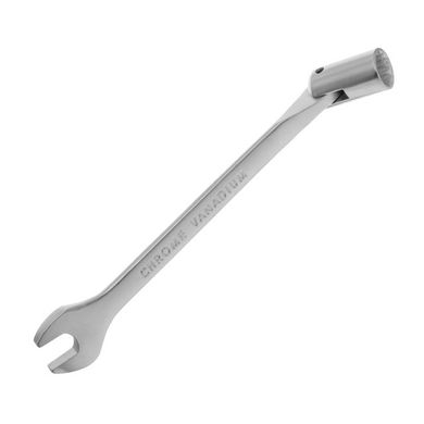 Ключ рожково-накидной шарнирный 15 мм Cr-V, покрытие сатин-хром INTERTOOL XT-1415
