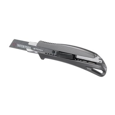 Нож сегментный 18 мм, алюминиевая рукоятка, металлическая направляющая, STORM INTERTOOL HT-0534