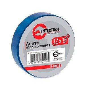 Стрічка ізоляційна, 17 мм&nbsp;*&nbsp;15 м&nbsp;* 0.15 мм, синя INTERTOOL IT-0015