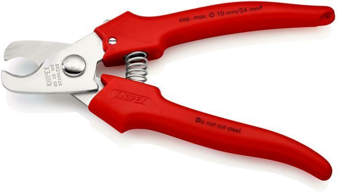 Ножиці для різання кабелів, діаметр 10мм / 24мм&sup2;, 165мм KNIPEX 95 05 165, хромовані