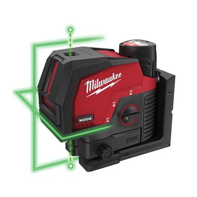 Лінійно-точковий лазерний нівелір Milwaukee M12 3PL-0C 4933478100 із зеленим променем