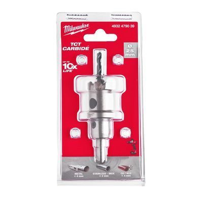 Коронка Holesaw TCT MILWAUKEE, для сталі/нержавіючої сталі, діаметр 25мм
