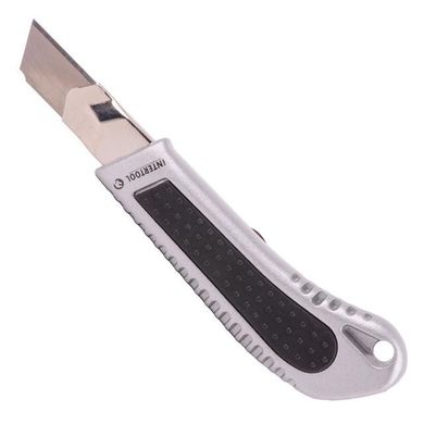 Нож сегментный 18 мм, металлическая направляющая, алюминиевый корпус, винтовая фиксация INTERTOOL HT-0507