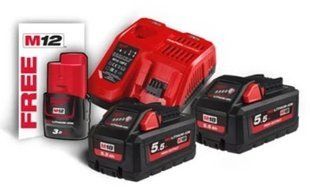 Энергокомплект M18 HNRG-552 (HВ5.5 2шт; з/у M12-18FC) + подарок Аккумулятор M12 B3 MILWAUKEE