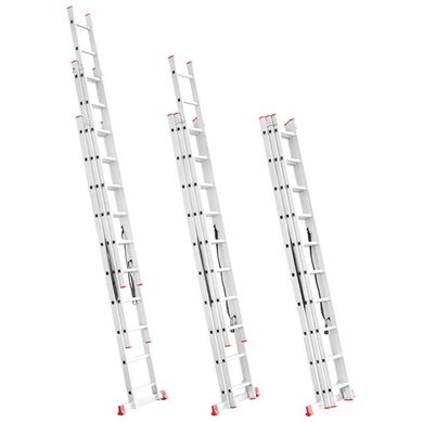 Лестница алюминиевая 3-х секционная универсальная раскладная 3*10 ступ. 6,48 м INTERTOOL LT-0310