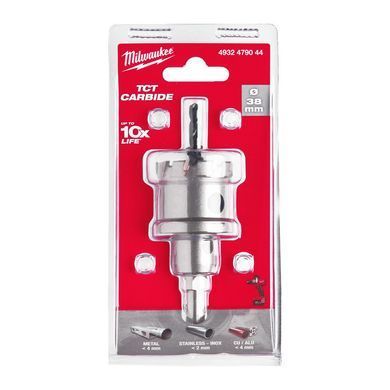 Коронка Holesaw TCT MILWAUKEE, для сталі/нержавіючої сталі, діаметр 38мм