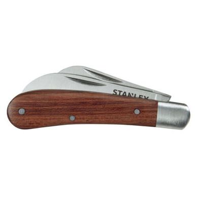 Нож для электрика складной с деревянной рукояткой и двумя лезвиями, длина лезвий 70 мм STANLEY STHT0-62687